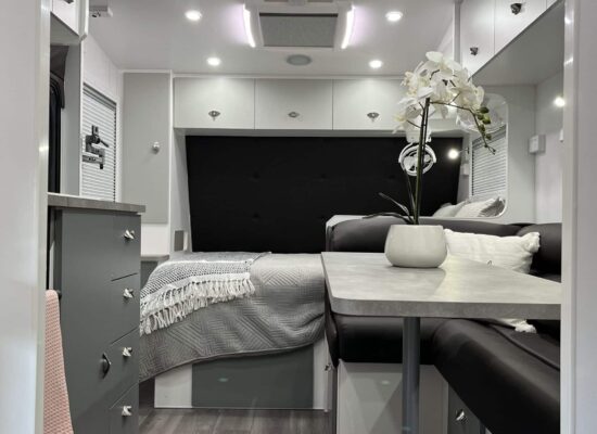 North west bed family caravan with bunks grey interior